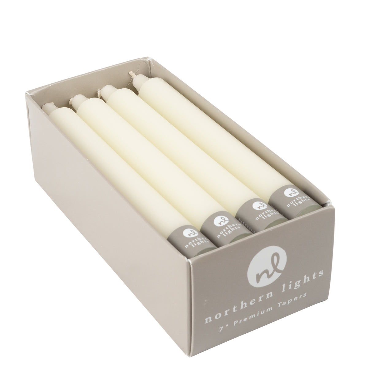 7" Tapers 12pk Ivory Northern Lights Candles