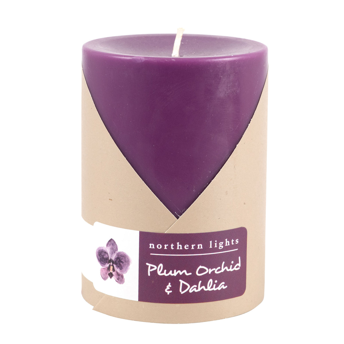 3x4 Pillar - Plum Orchid & Dahlia – Northern Lights Candles