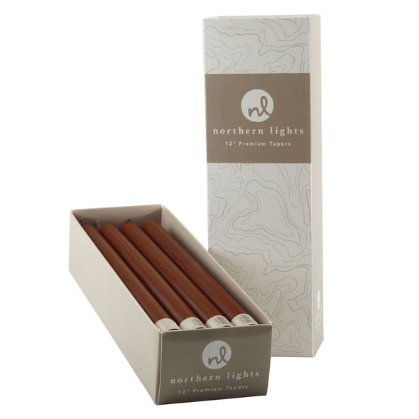Northern Lights Candles / 12" Tapers 12pk - Chocolate