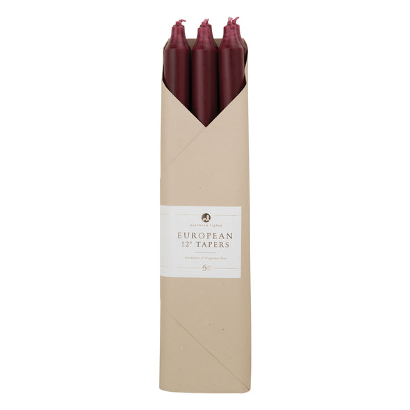 12" Tapers 6pk Gift Set - Bordeaux