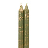 12" Decorative Tapers 2pk - Moss Green w/ Gold