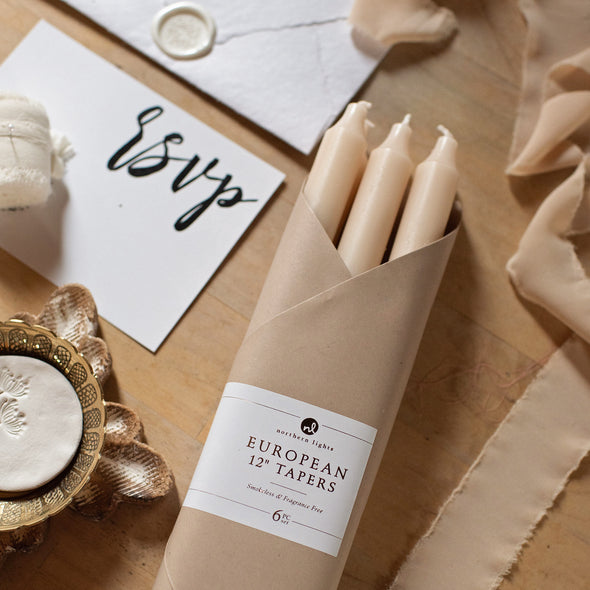 12" Tapers 6pk Gift Set - Cream