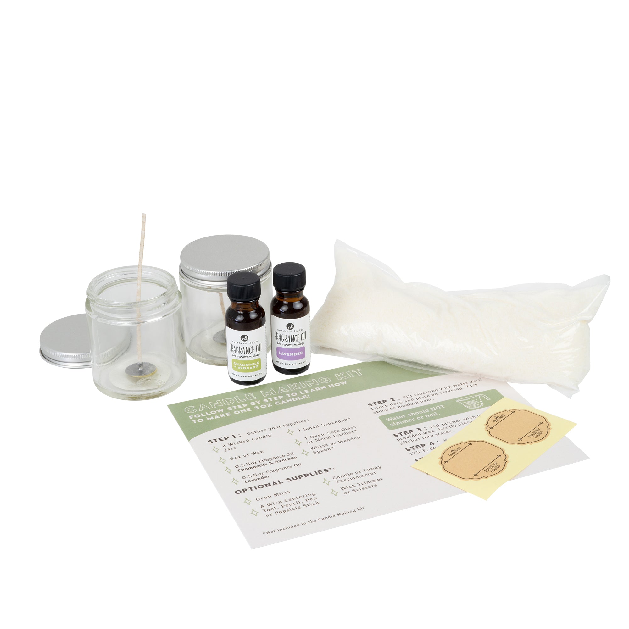 Candle Making Kit - 2pc 3oz Glass Jar Candles – Northern Lights Candles