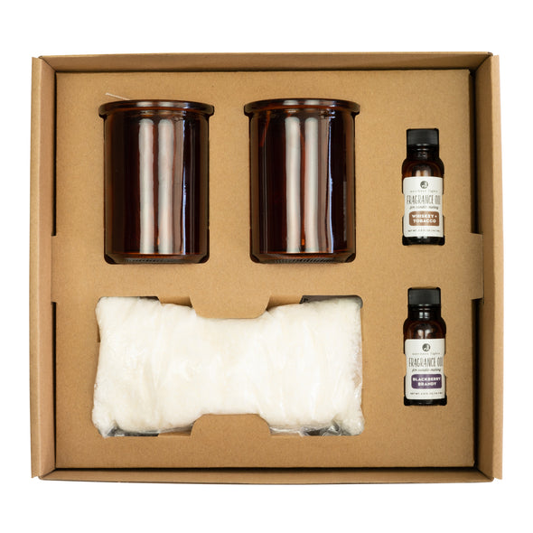 Candle Making Kit - 2pc 4 oz Amber Glass Candles