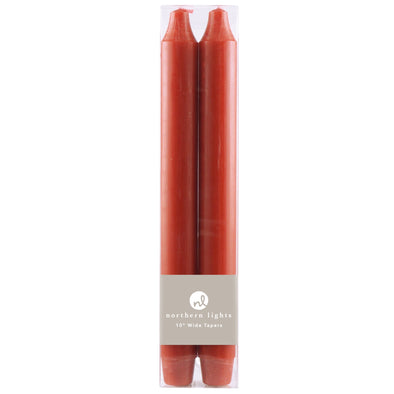 Northern Lights Candles / 10" Wide Tapers 2pk - Crimson
