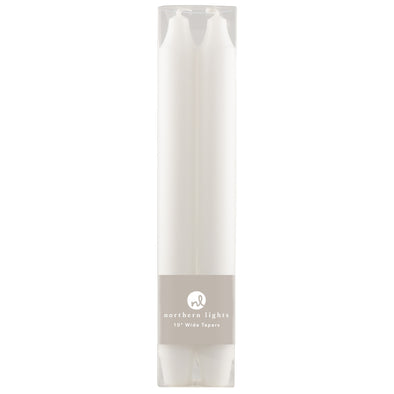 Northern Lights Candles / 10" Wide Tapers 2pk - Pure White