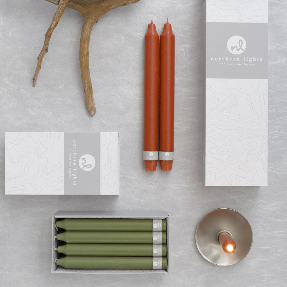 Candele A Candela Northern Lights – 2 Pezzi Premium, Colore Terra Cotta, Altezza 36,5 Cm Circa – Finitura Artigianale