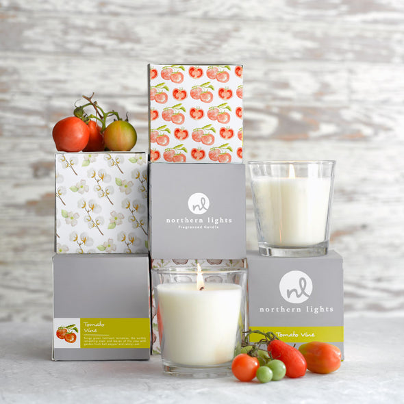 Northern Lights Candles / White Candle - Plum Orchid & Dahlia